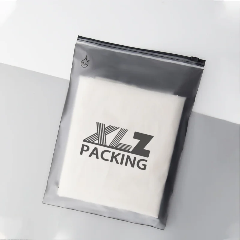 Wholesale Custom Logo Eco Friendly Pvc Frosted Matte Plastic  Packaging Zipper Poly Mailing Bag For Clothing & Underwear