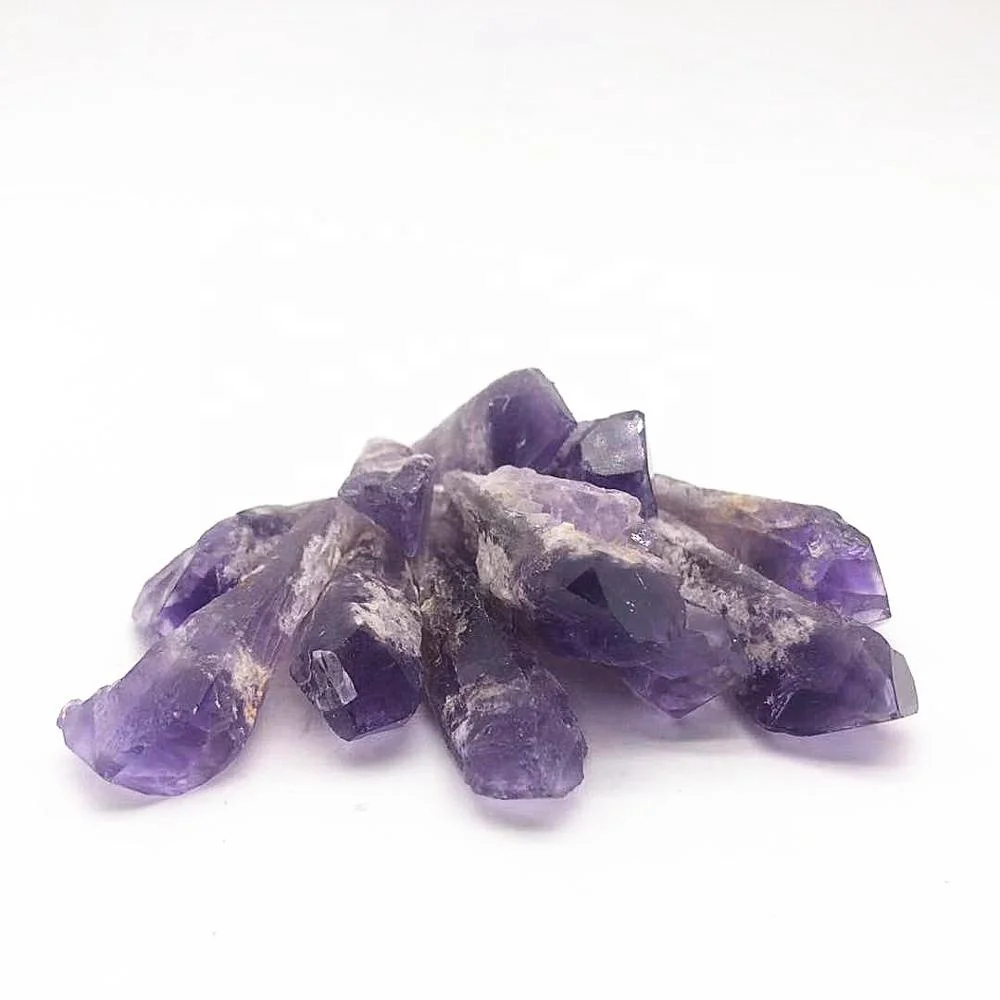 High quality Natural purple quartz raw small amethyst terminated healing point for sale