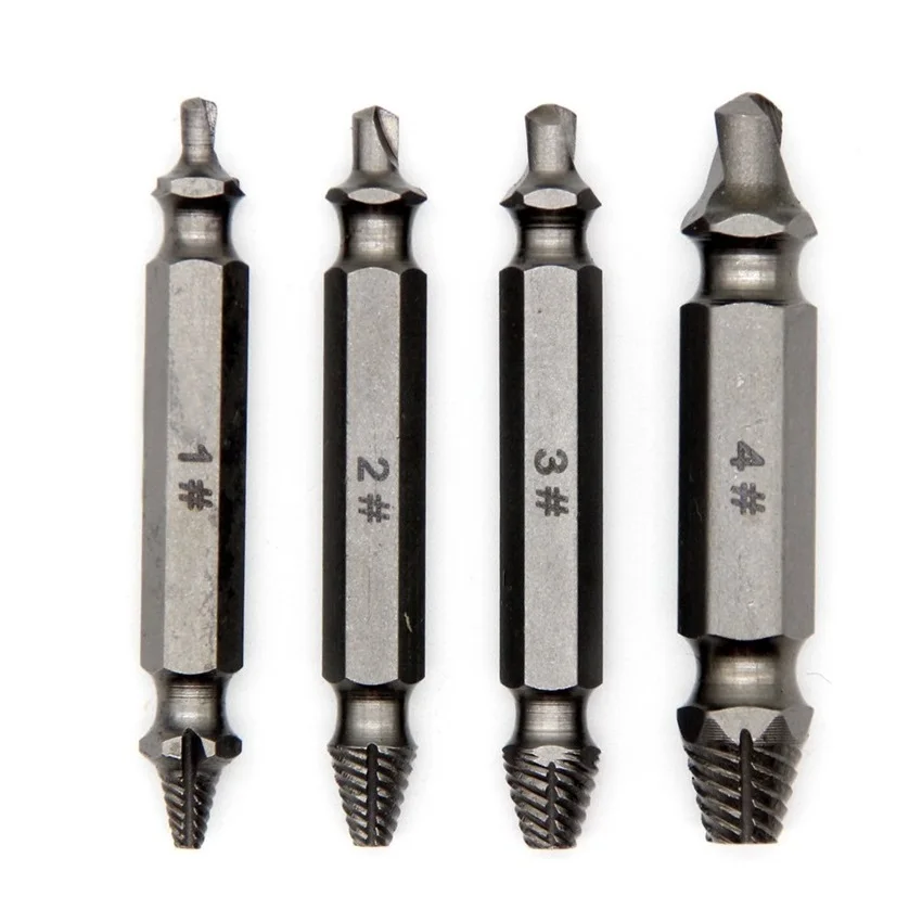 Hot Selling 4pcs Remover Screw Extractor Drill Bit Guide Kit Hand Tools Accessories Screw Extractors