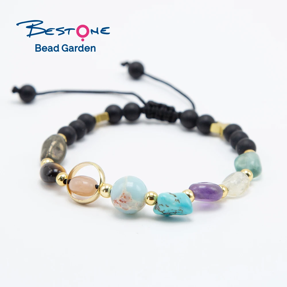 Браслет из натурального черного агата, 6 мм