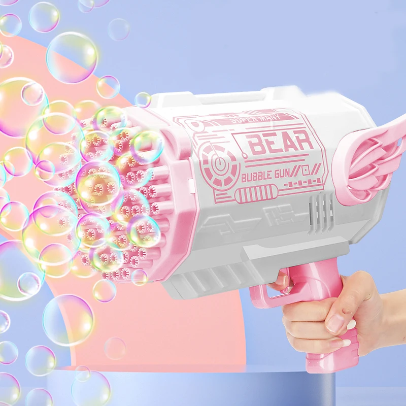 Good price Bubble Gun Rocket 80 Holes Bubbles Machine Gun Launcher Shape Automatic Blower Soap Toys For Kids Children Gift