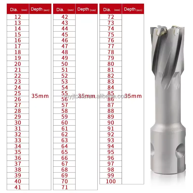 Depth 35mm tct annular cutter 30-40mm Broach Cutter TCT Steel Core Drills Bit