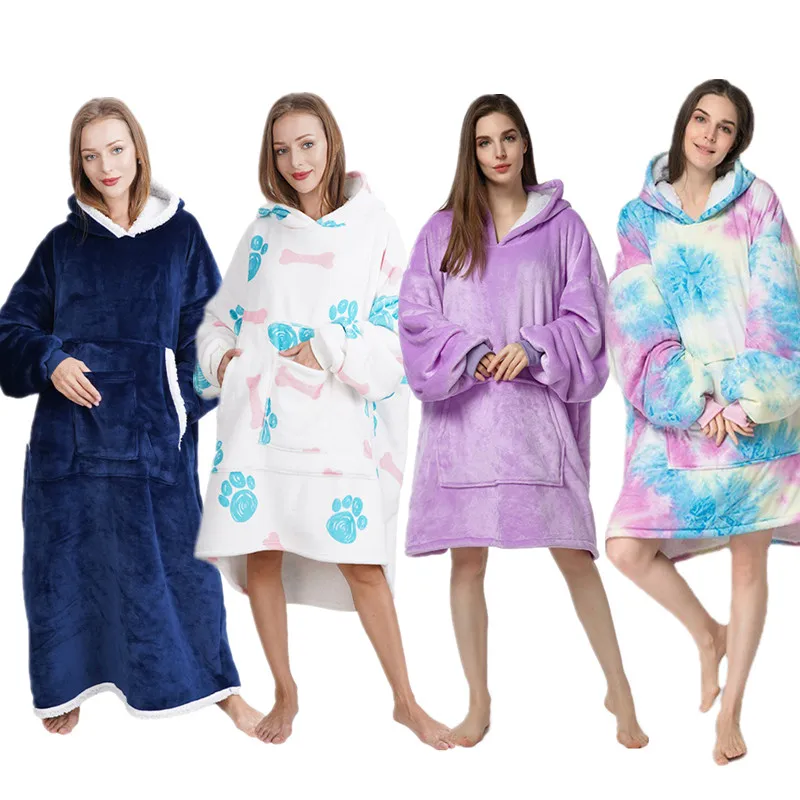 Offer OEM ODM Label Size Color Pattern Dropshipping MOQ 1 Piece Sample Service Hoodie Blanket