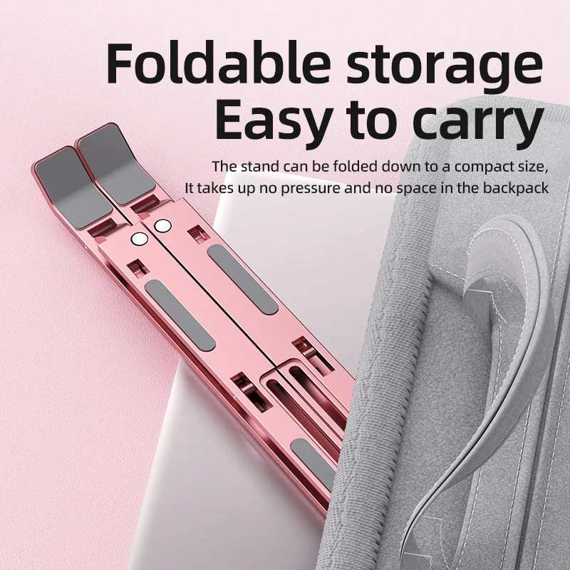MC Oxidized rose gold aluminum alloy notebook stand foldable and portable laptop stands suit for 15.6 inch laptop