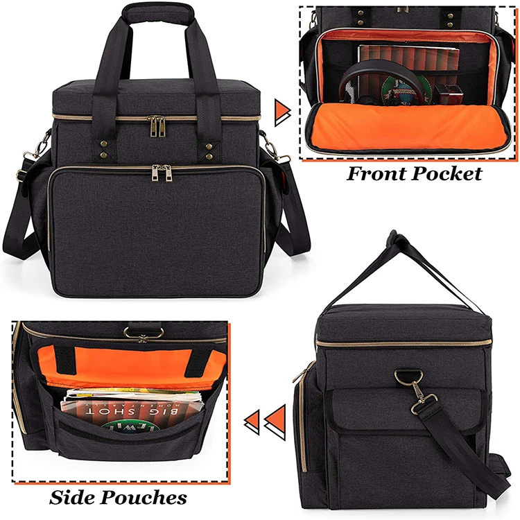 High Design Large Capacity Vinyl Record Storage Bag Albums Carrying Bag With Dividers