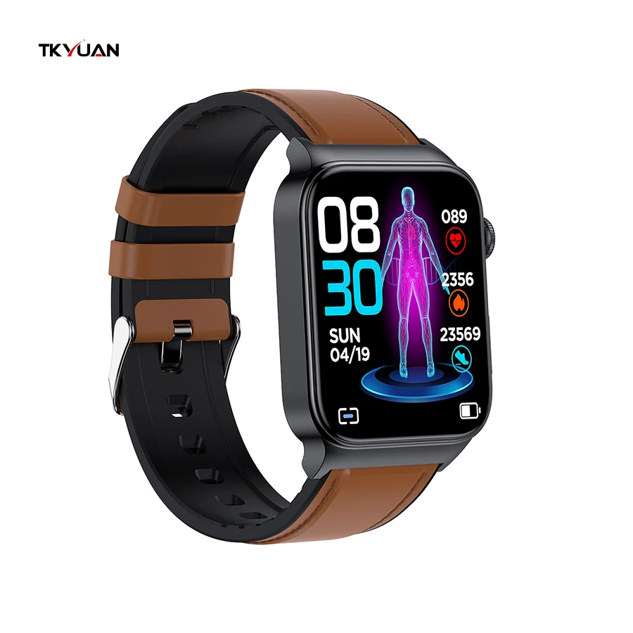 TKYUAN 2022 E500 Sport Smart Watch Electrocardiogram Temperature Blood Oxygen Sleep Monitoring Blood Glucose ECG PPG Smart Watch