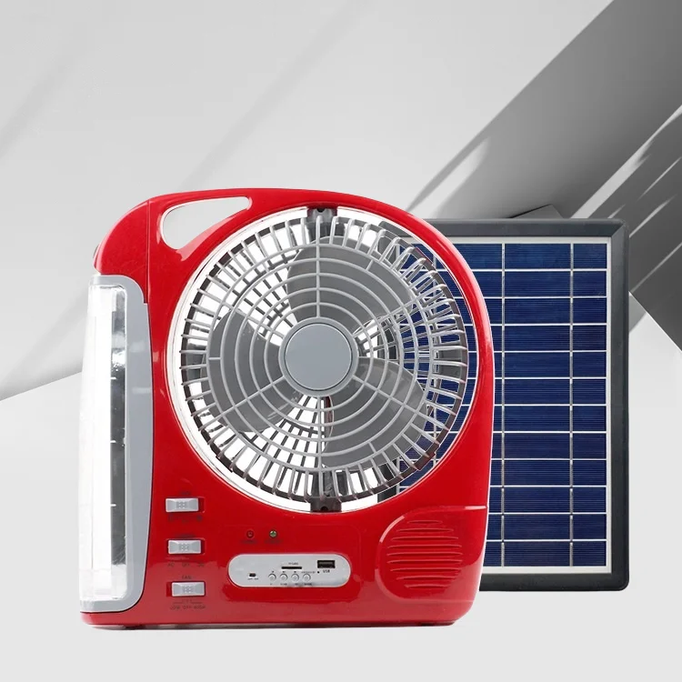 Multi-Media USB Charging Bluetooth Multi-Function Solar Panel Fan  8 Inch Rechargeable Solar Fan 3.2v 5800mA  Battery
