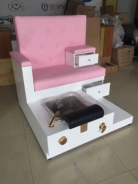 Large professional pedicure benches foot spa Solid wood lacquered custom wooden pedicure chair with surf lights