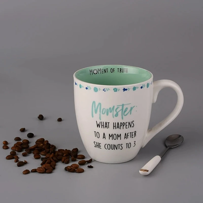 11oz Standard Ceramic Mugs Custom Ceramic Coffee Mug with Blue Glazed in It with Logo Wholesale Ceramic Tea Mug