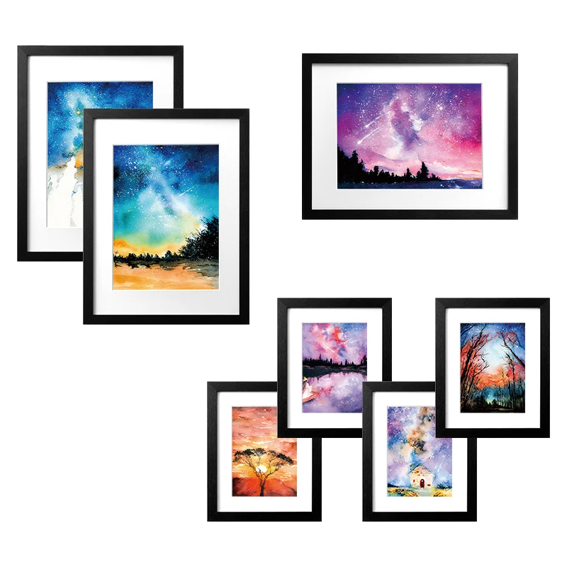 
wholesale modern black white photo frames A1 A2 A3 A5 8X10 11X14 inch picture frame with mat 