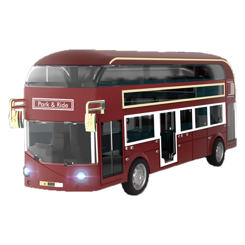NEW Style Alloy cast double-decker bus with lights and music logo customization OEM ODM Diecast Model Car for Boy toy vehicle