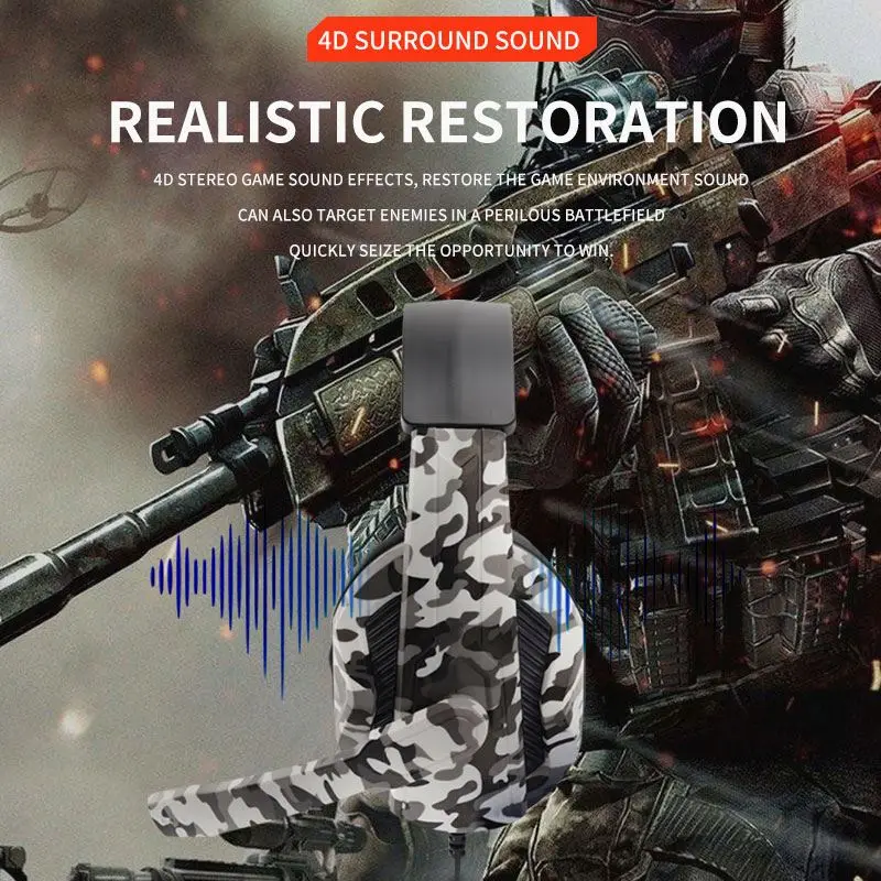 Camouflage top quality gaming headphones free sample best quality and with mic gaming headset