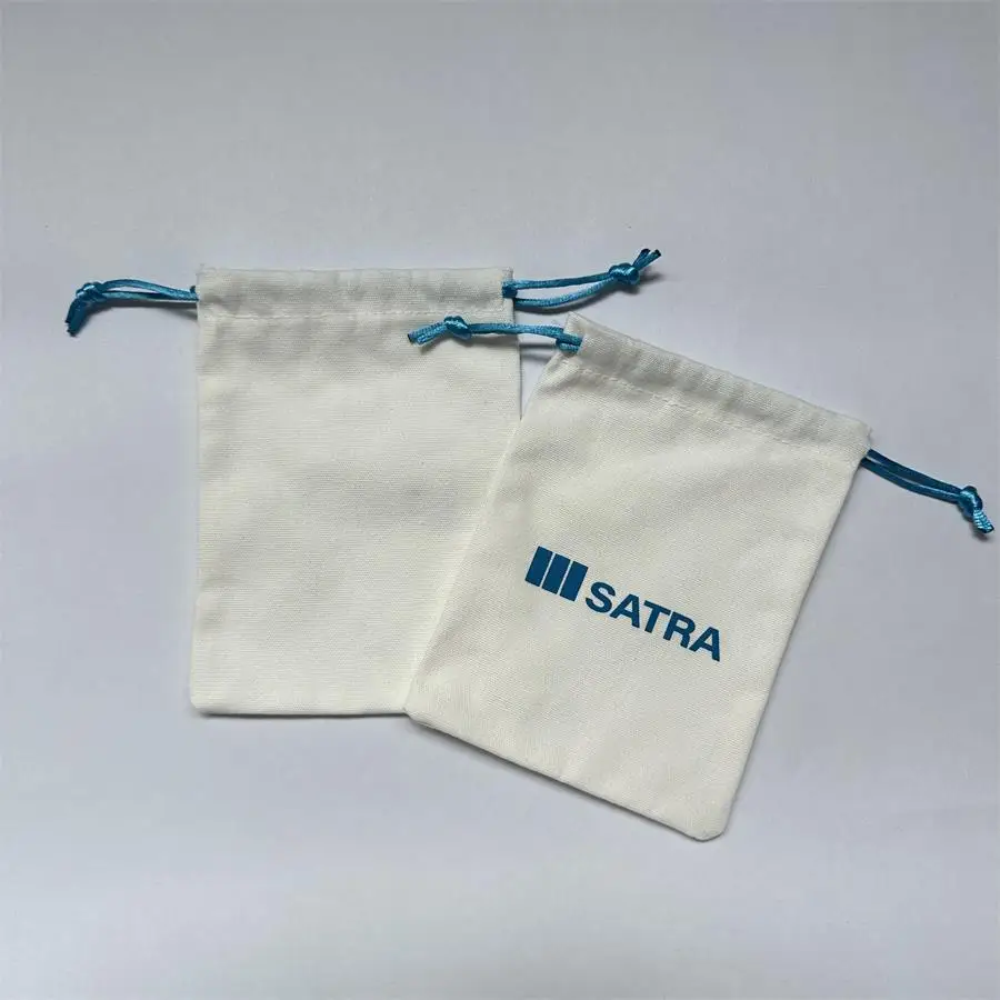 Custom with logo eco friendly fabric storage muslin jewelry women cosmetic bag luxury small mini canvas cotton drawstring bag