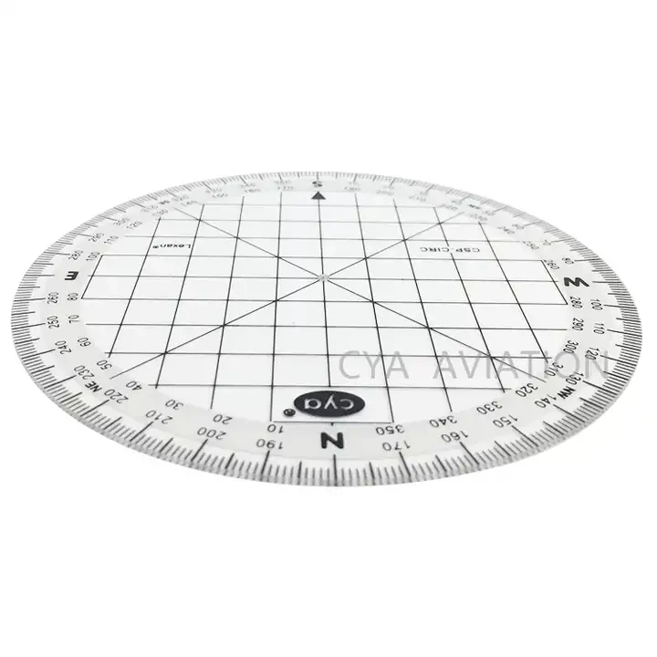 Clear Lexan Durable Circular Protractor 360 Degree Pilots Students Aviation Supplies Plotter for FAA Examination