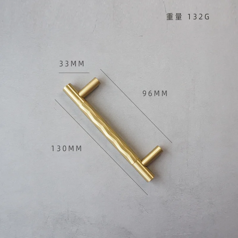 Hoone Modern Gold Style T Bar Textured Knurled Handle 96 mm Solid Brass Knobs and Cabinet Pulls
