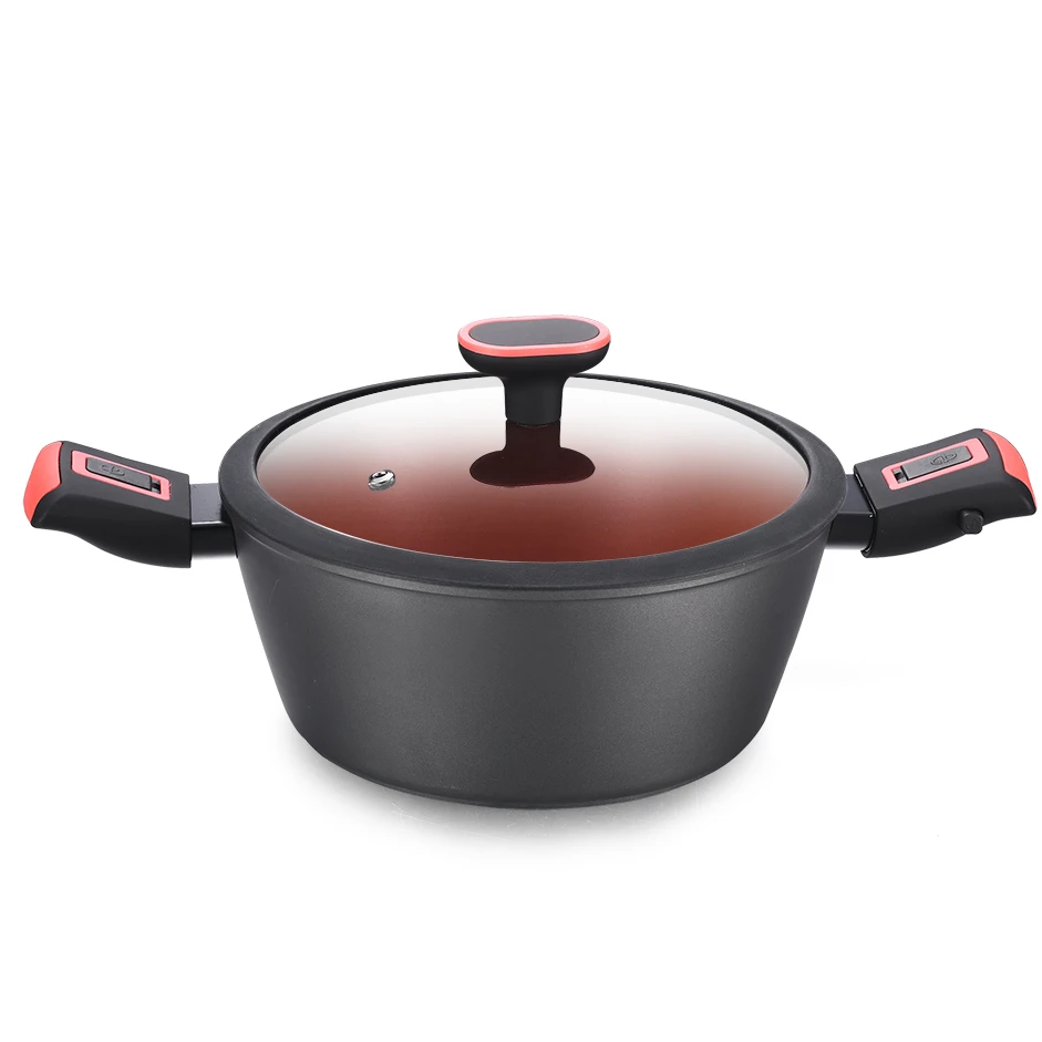 New Color Kitchen Cookware 10pcs Aluminum Forged Ceramic Nonstick Coating Pans Pots With detachable handle OEM Acceptable