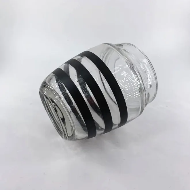 200ml 250g 0.5kg empty honey jar glass with deep black gold lid