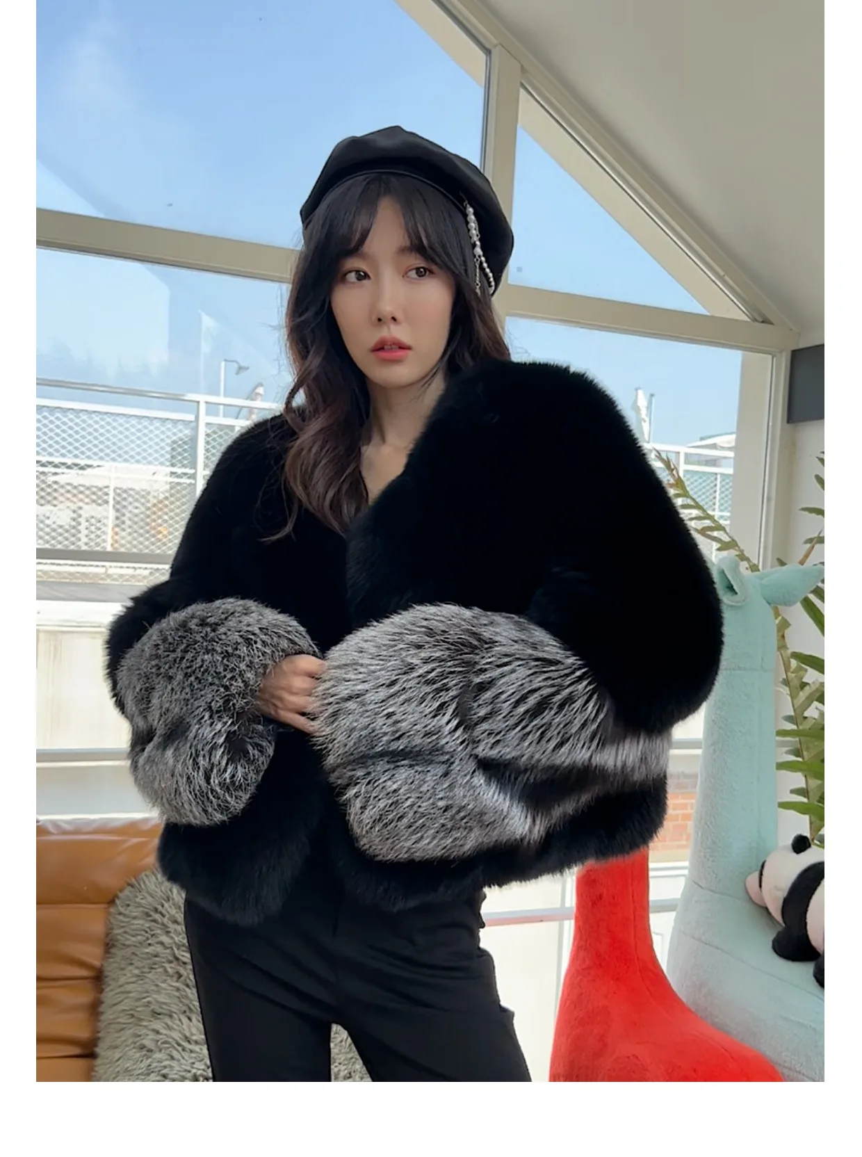 7165# 2023 women new fashion fox fur coat warm real mink fur coat for winter luxury fur coats for ladies women streetwear