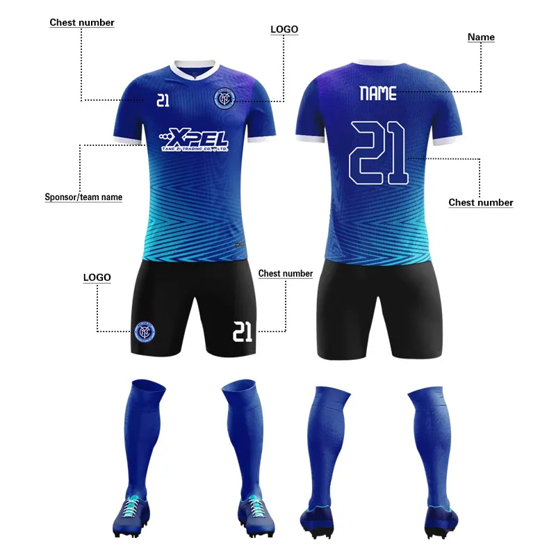 Wholesale Quick-Drying Breathable Soccer Wear Customizable Football Suit for Sports Team for Game & Training Uniforms