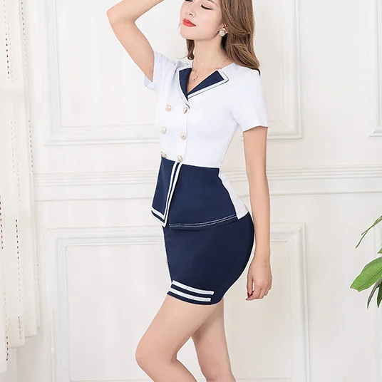 Hotel night flight attendant uniform suit sauna technician miss work clothes