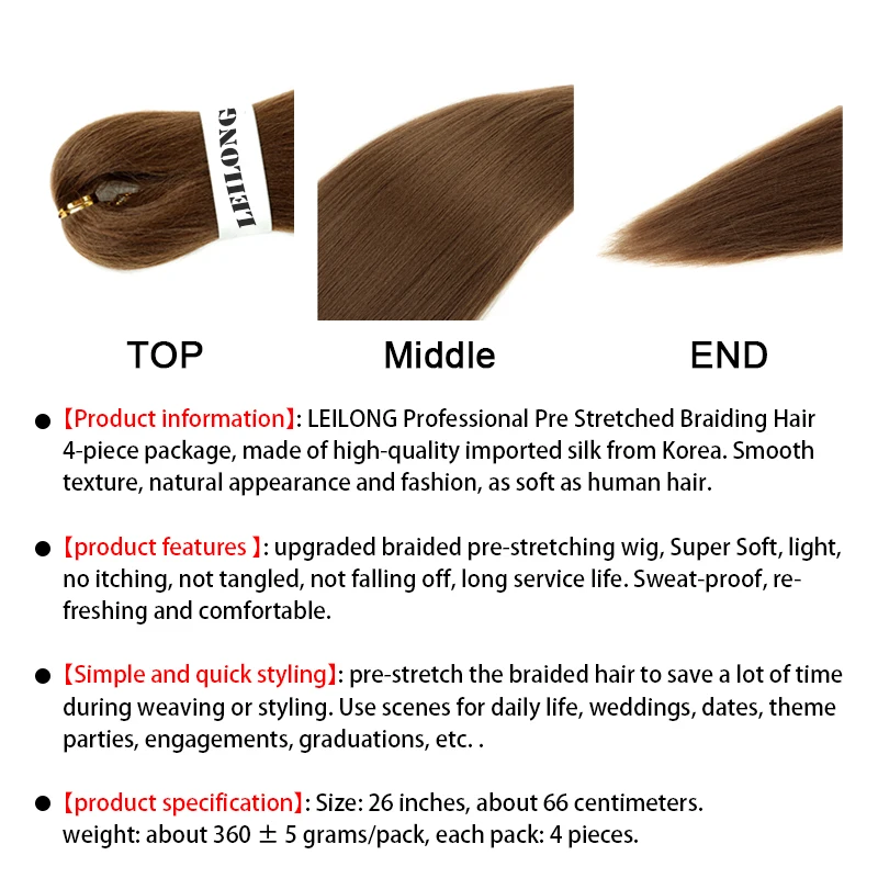 Wholesale Synthetic braid hair extension Pre-Stretched Braids 2X 3X 4X Synthetic 26inch braiding hair Pre Stretch