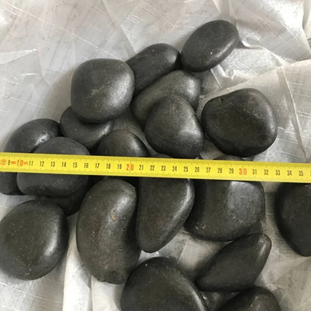 30-50mm natural polished black pebble stone landscaping and decoration