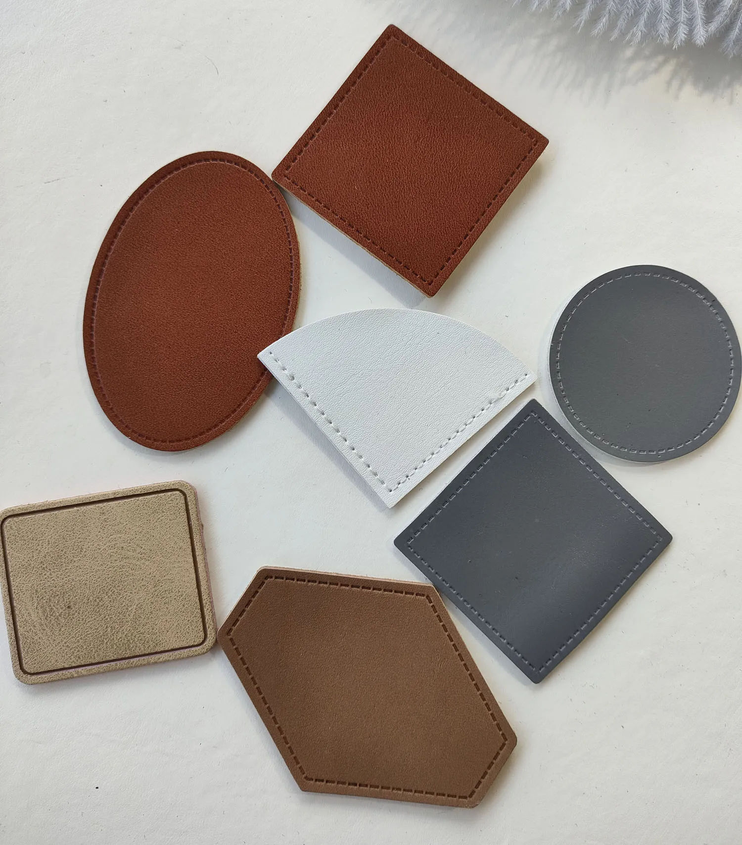 Factory wholesale custom blank leather clothing label  PU fake leather patch self-adhesive patch