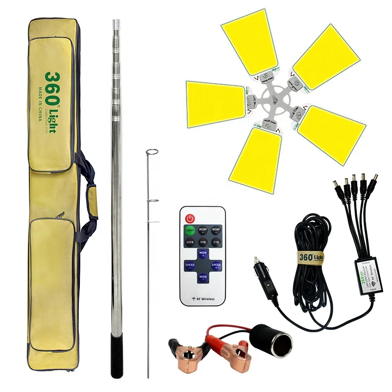  Manufacturer Outdoor Multifunction Lamp DC 12V Telescopic Metal Rod Light Remote Control LED Camping Lantern
