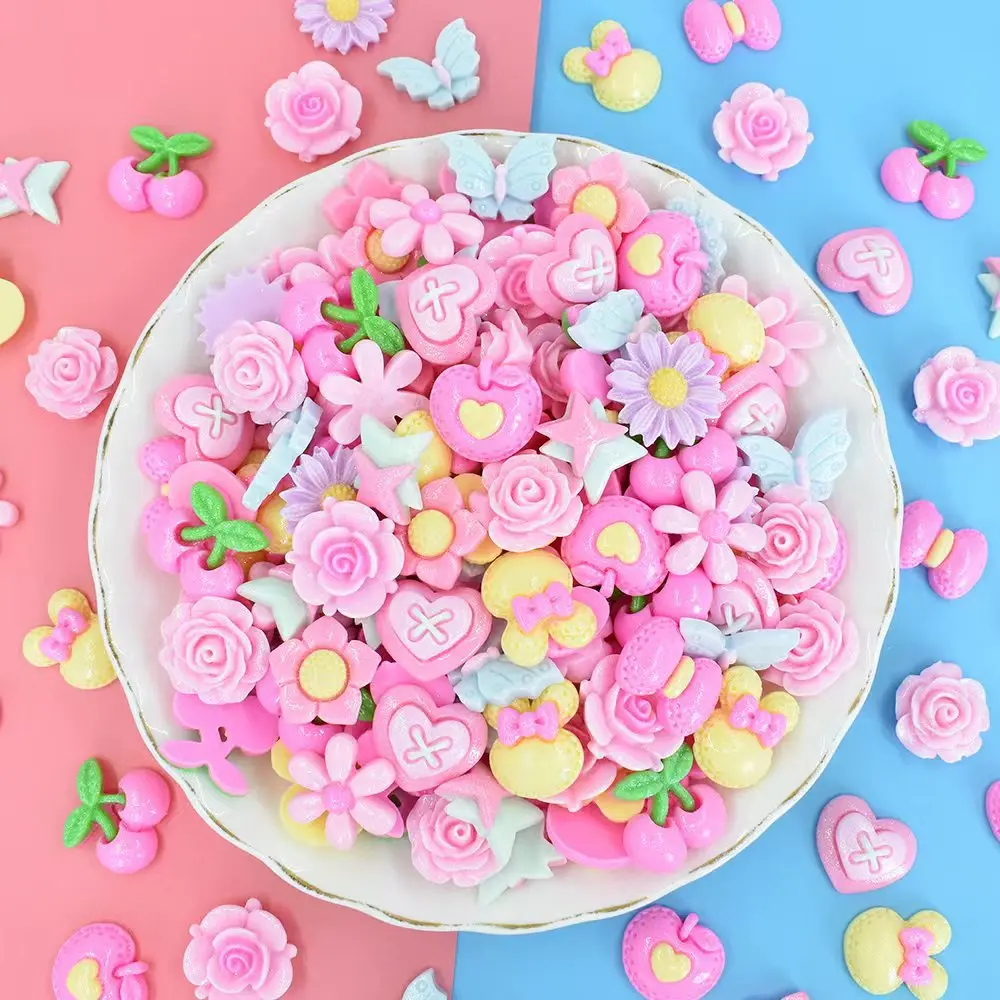 2024 new products Popular Kawaii DIY Flat Back Resin Charm Mixed Style Bulk Resin cartoon transparent color mixed DIY cream