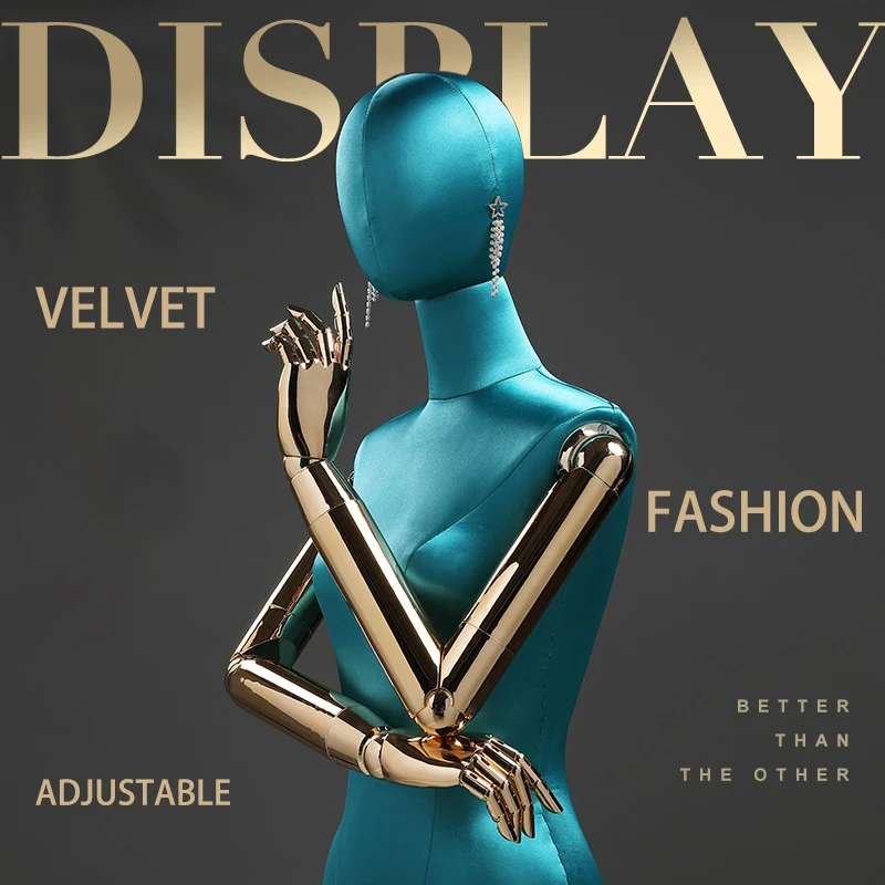 Clothing Store Fashion Lady Display Dress Form Torso Model Women Upper Body Velvet Half Body Femme Magasin Female Mannequin
