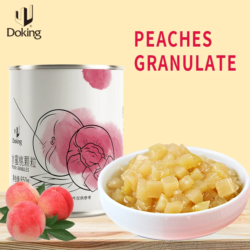 Doking Canned  Pulp Drinks Sweet Peach Granules Jam for Fruit Tea Bubble Tea Boba Milk Tea Desserts Bake