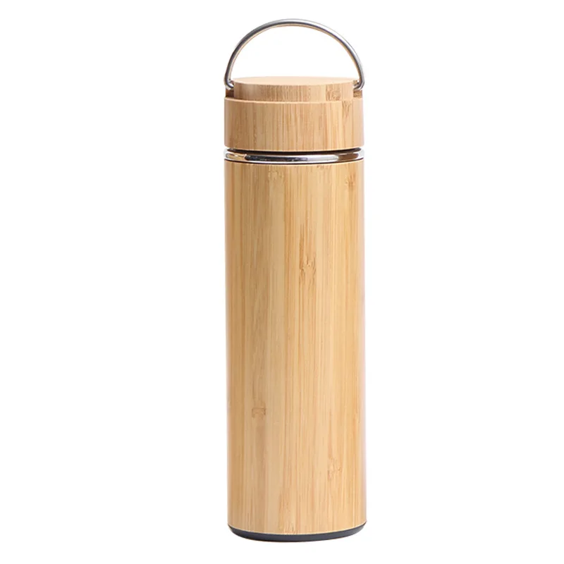 500ml bamboo tumbler with tea infuser strainer filter Three Layers stainless steel insulated with handle wholesale