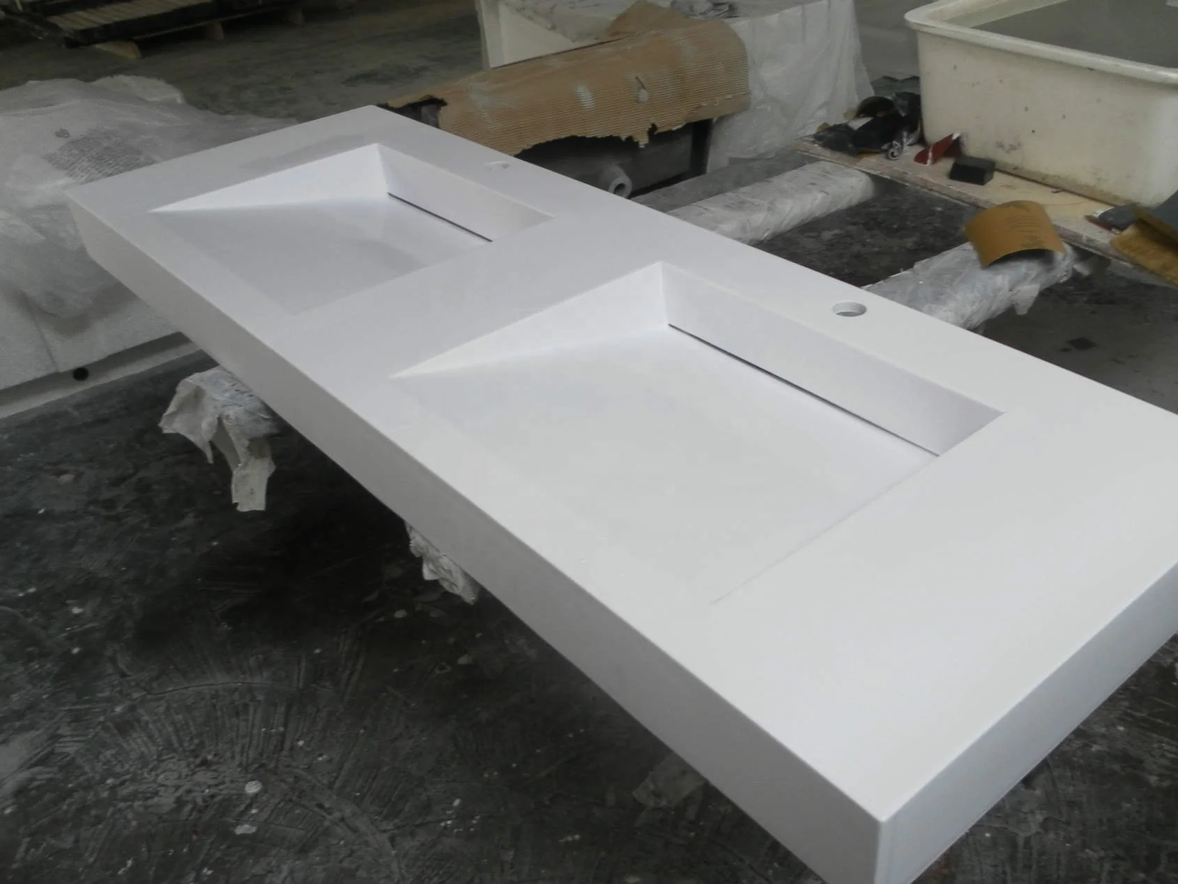 BOTON STONE Artificial Stone Quartz Calacatta Wash Basin Solid Surface Wall-Hung Sinks Bathroom Cabinet Vanity Sink