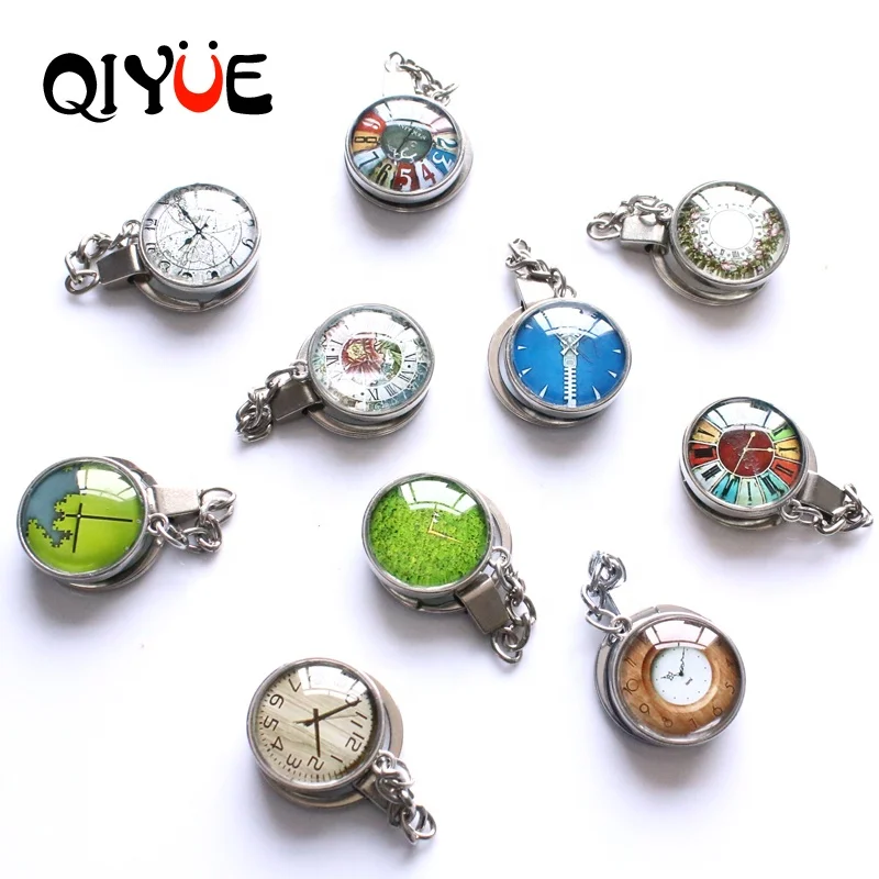 
Custom Photo Double-sided 0.98inch Round Roman Clock Pattern Printed Crystal Glass Keychain 