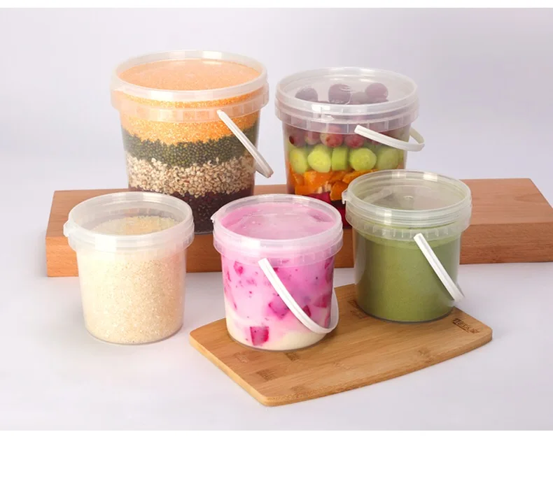 clear round shape food grade ice bucket plastic