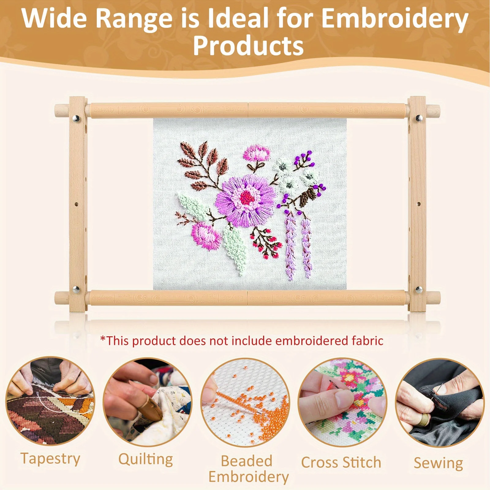 Embroidery Frame Tapestry Scroll Frame Beech Wood Cross Stitch Frame Stitching Square Tool For Embroidery 53.34x30.48cm