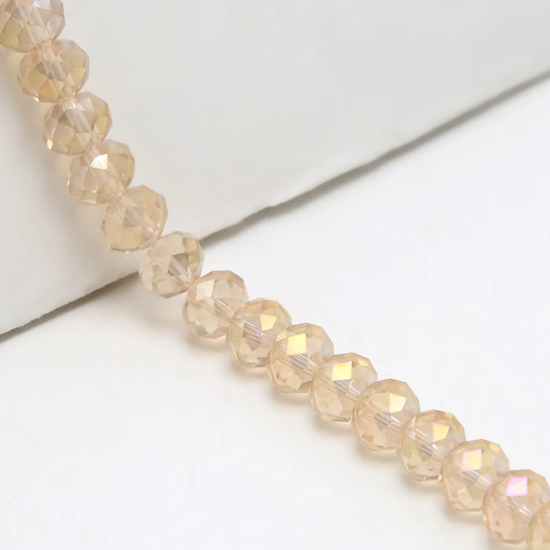 6x8mm Glass Beads Champagne with AB Iris Faceted Rondelle Beads for  DIY Jewelry Making