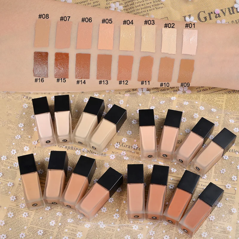 Wholesale 16 colors juvias vegan for dark skin waterproof matte mirror foundation bottle with great price
