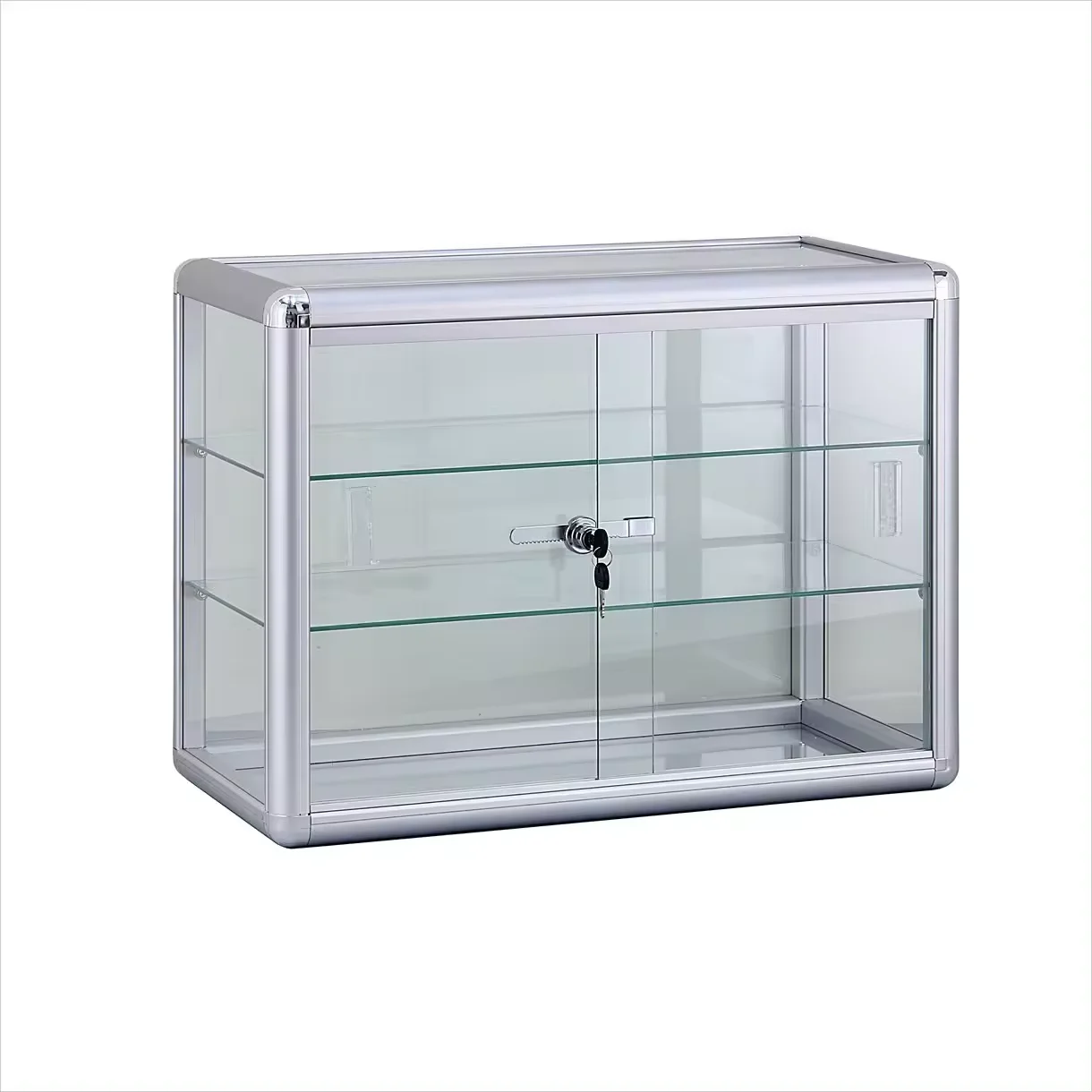 KEWAY 6ft Extra Vision Tower Showcase Aluminum Framed Tempered Glass Display Case with Opening Glass Door and Lock