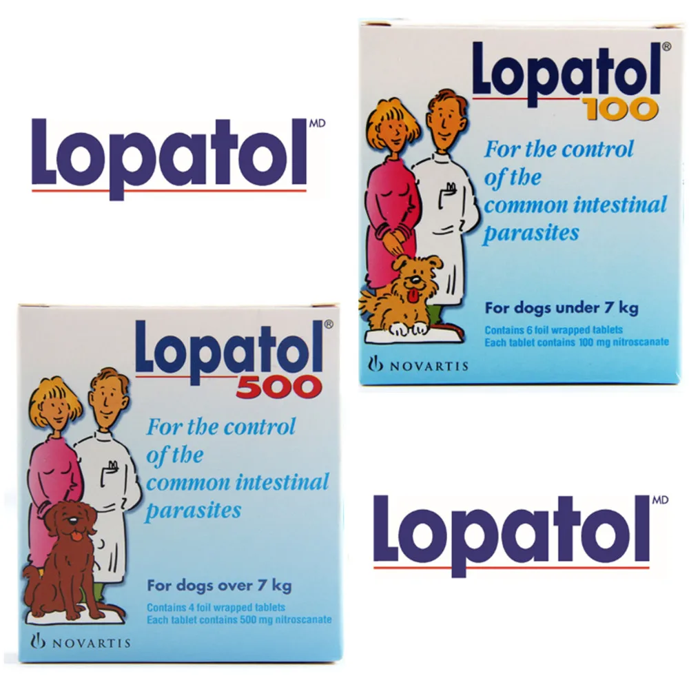 
LOPATOL 100/500: Box of 4/6 tablets Oral Wormer Tablet Tapeworm Roundworm Worms Dogs 
