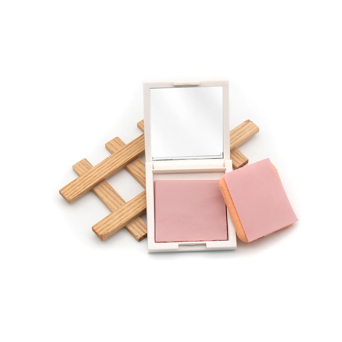Portable makeup mirror with facial oil blotting paper sheets oil powder paper face for makeup
