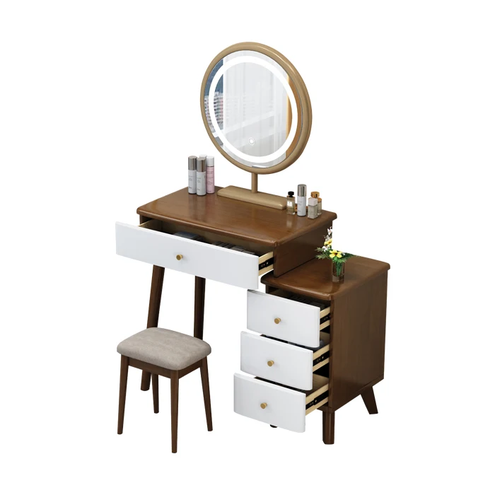 Оригинальный Деревянный Цветной СВЕТОДИОДНЫЙ светильник, зеркало для спальни, макияж, деревянный туалетный столик из МДФ