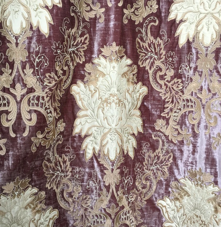 High Quality 100% Polyester Fabric Embroidery Beaded Moroccan Sheer Embroidered Fabric