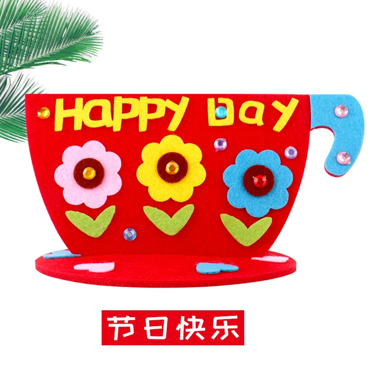 Gift non-woven thanksgiving tea cups kindergarten children diy handmade materials to send teachers gifts