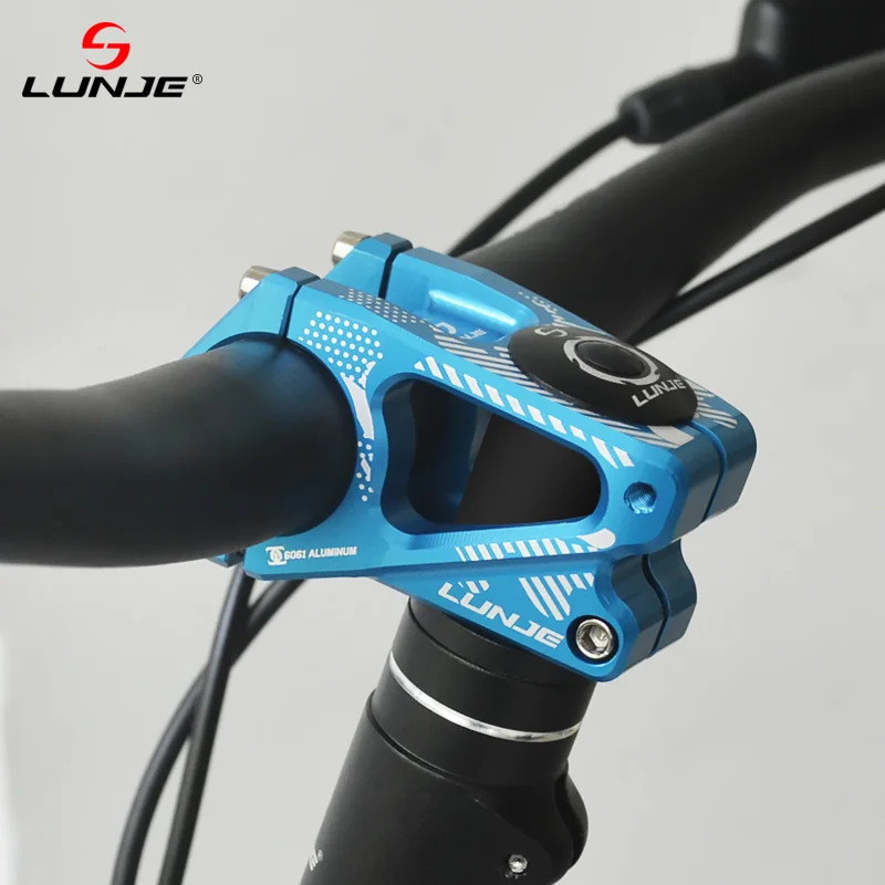 LUNJE Aluminium Alloy Bicycle Parts Full CNC Riser Mountain Bicycle Ultra-light Hollow Short Handle Stem