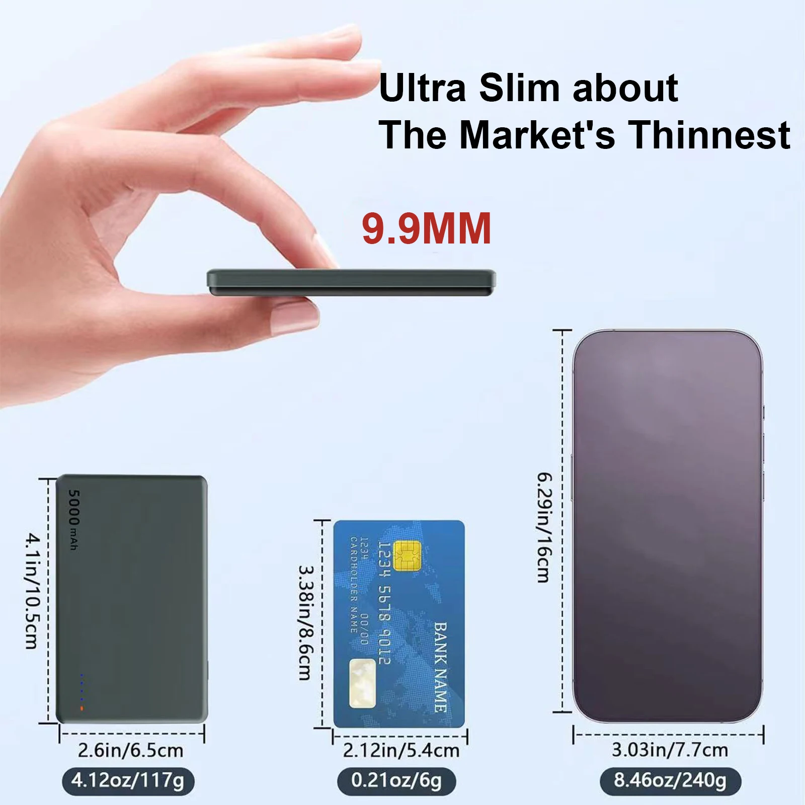 Christmas Gift Magnetic Portable Charger 5000mAh 15W Wireless Slim Power Bank Battery Pack with LED Display Travel Adapt