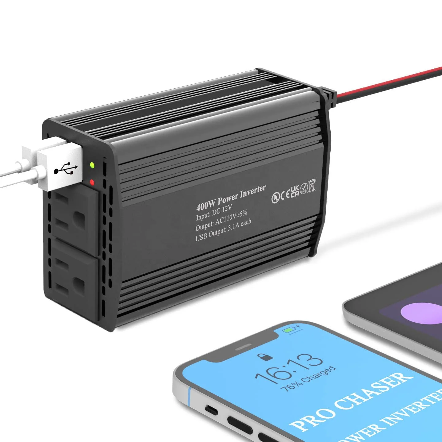 400W Modified Sine Wave Inverter for Car RV Truck Boat DC12V/24V to AC 110V/220V with LCD Display Inverter with Remote Control