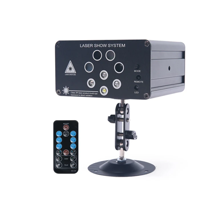 Hot selling 8 holes mini dj laser lights for sale 4 in1 rgb laser stage beam lights sound activated party light