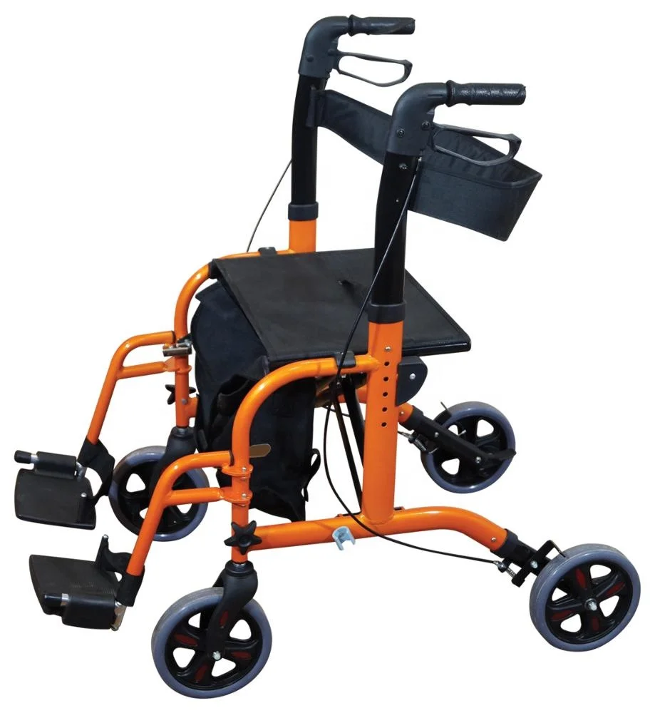 TONIA Aluminum Transit Wheelchair/ Rollator Walker With Footrest And Soft Seat TRA08