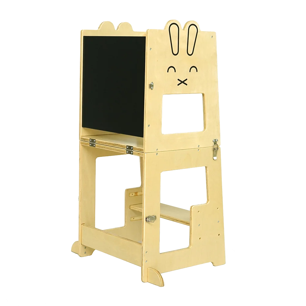 Hot sale wood adjustable height foldable step up children stool kitchen helper kids learning tower